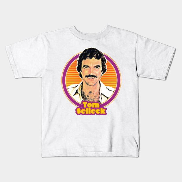 Tom Selleck 80s Aesthetic Design Kids T-Shirt by DankFutura